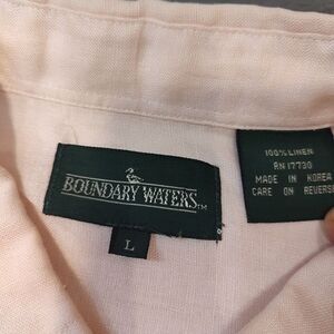 Boundary Waters Button Up Pink‎ Linen Shirt Sz Large Short Sleeve Spring Summer